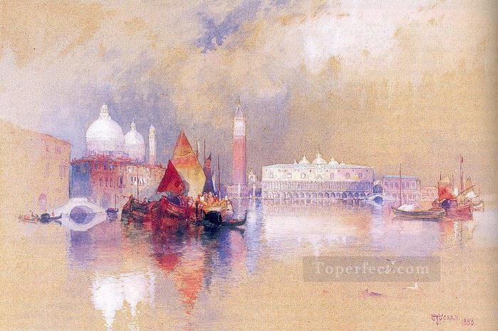 View of boat Thomas Moran Venice Oil Paintings